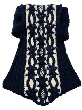 CHANEL NAVY / ECRU 2018 WOOL AND CASHMERE KNIT COLLAR